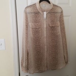 Women's XL Snake print Sheer blouse